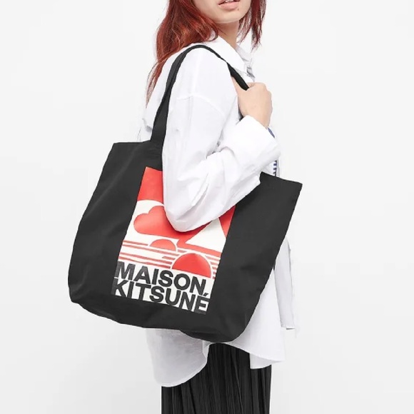 MAISON KITSUNE Handbags - Madison Kitsune Black Canvas Tote
